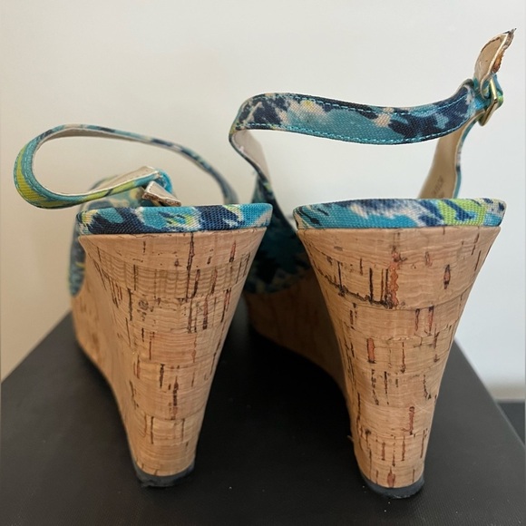Tahari Women’s Batik Blue Taylor Cork Platform Wedge Sandals, Open Toe; Size 9 - Picture 5 of 10